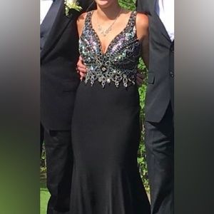 Black Prom Dress with Beaded Sparkle Top
